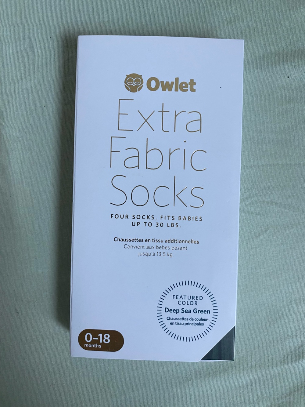 NIB Owlet Extra Fabric Socks - Deep Sea Green Baby Socks (4 Socks)